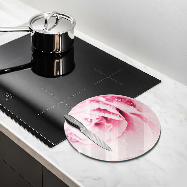 Chopping board glass Rosa drops and rose flower