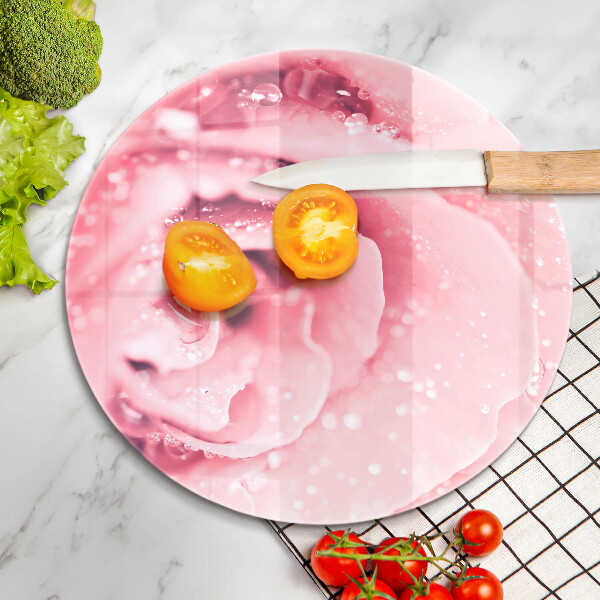 Chopping board glass Rosa drops and rose flower
