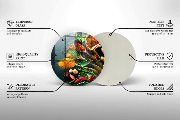 Chopping board glass Kitchen spices of spoon