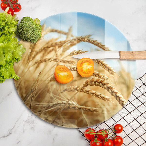 Chopping board glass Cereals in the field