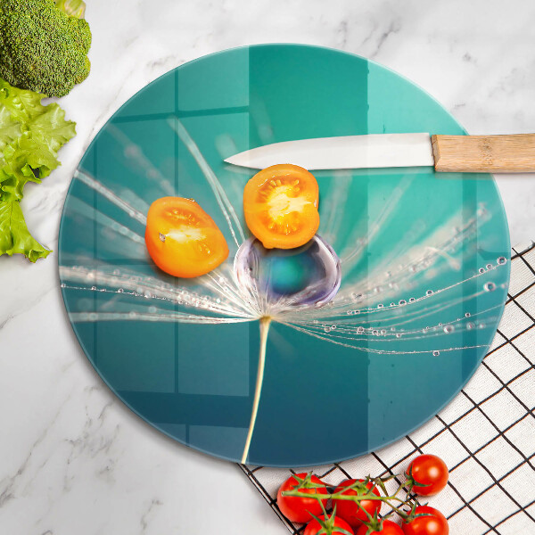 Chopping board Dew on a dandelion