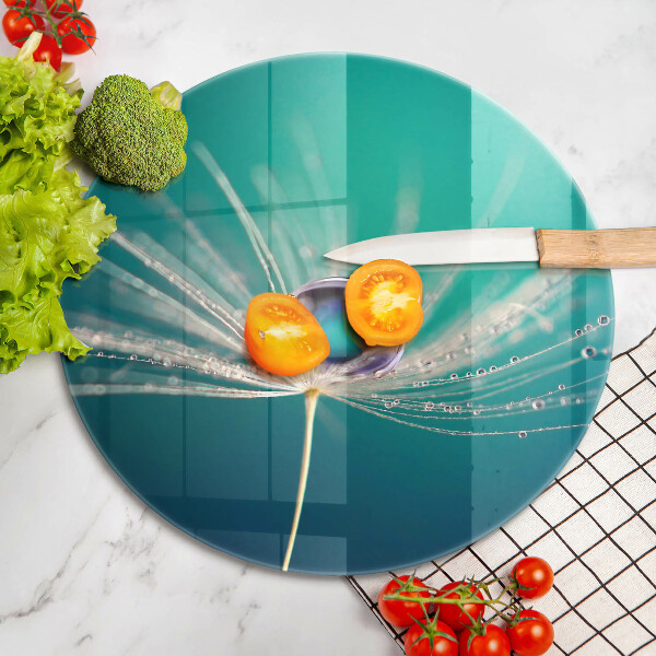 Chopping board Dew on a dandelion