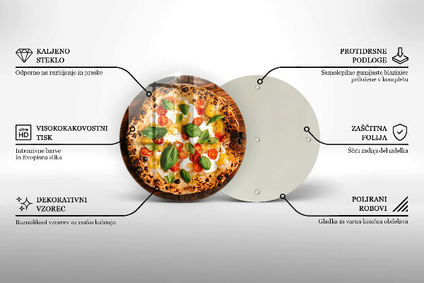 Chopping board glass Italian pizza