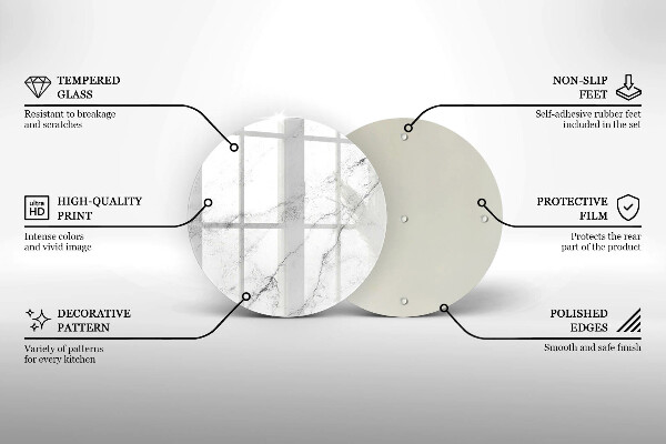 Chopping board glass Elegant marble texture
