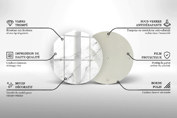 Chopping board glass Elegant marble texture