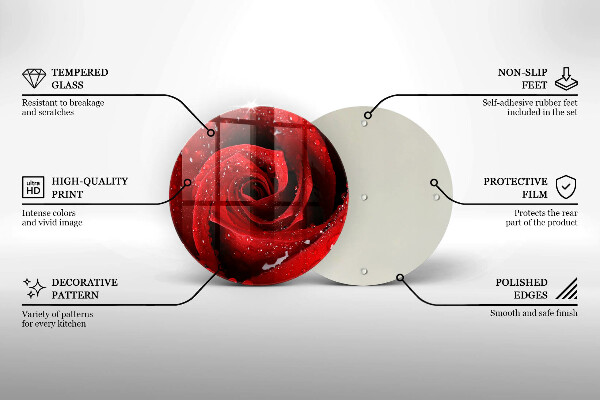 Chopping board glass Rose flower petals