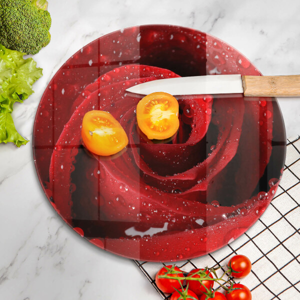Chopping board glass Rose flower petals