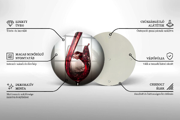 Chopping board glass Glass and red wine