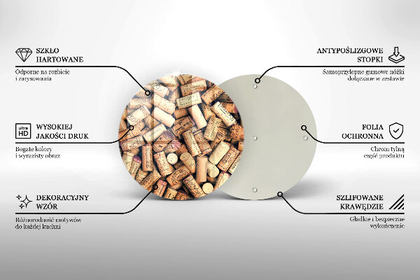 Chopping board glass Wine corks pattern