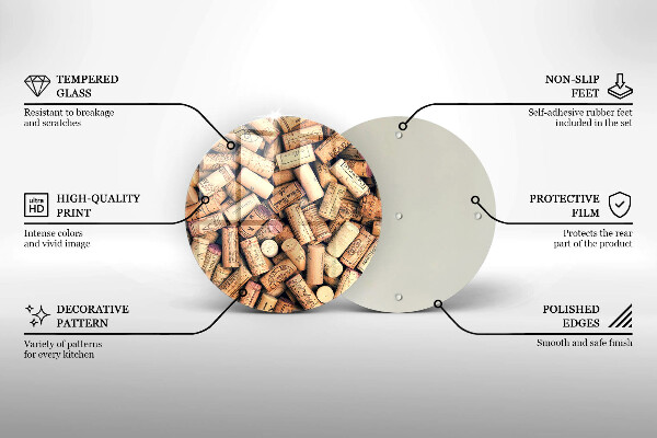 Chopping board glass Wine corks pattern