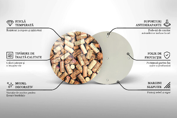 Chopping board glass Wine corks pattern