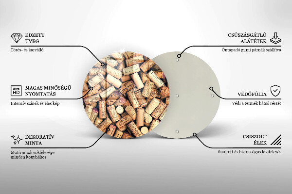 Chopping board glass Wine corks pattern