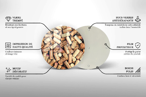 Chopping board glass Wine corks pattern