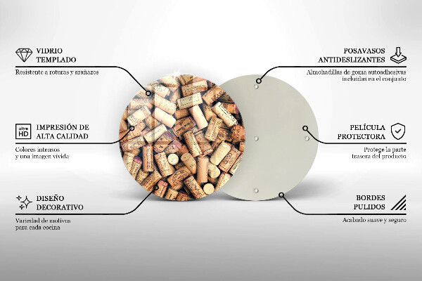 Chopping board glass Wine corks pattern