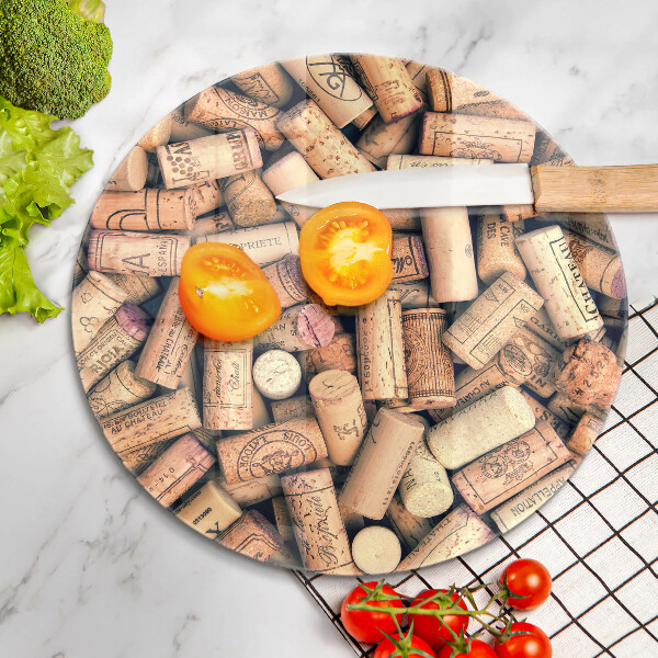 Chopping board glass Wine corks pattern
