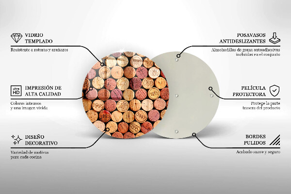 Chopping board glass Wine corks pattern