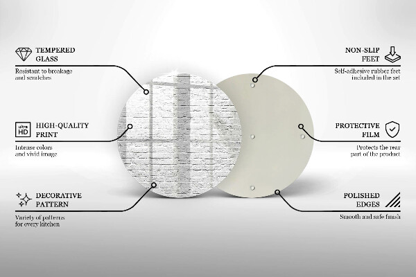 Chopping board glass Brick wall
