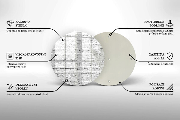 Chopping board glass Brick wall
