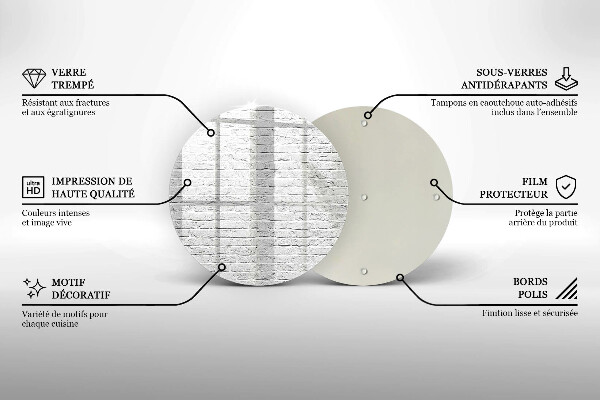 Chopping board glass Brick wall