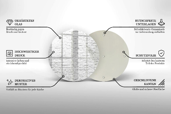 Chopping board glass Brick wall