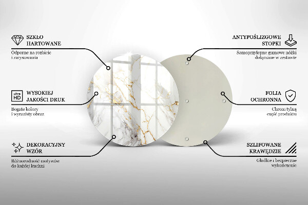 Chopping board Light marble with gold