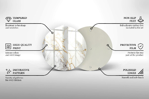 Chopping board Light marble with gold