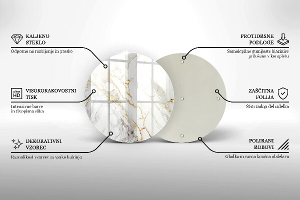 Chopping board Light marble with gold