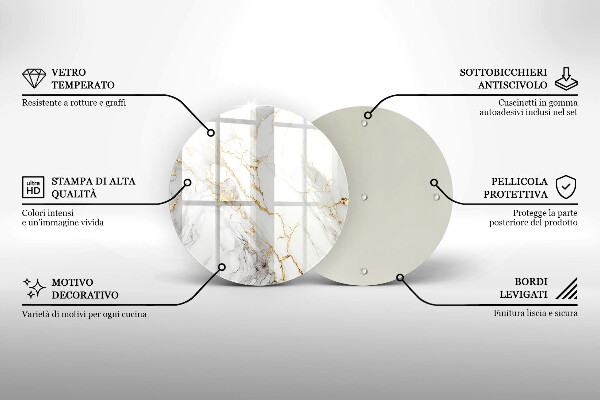 Chopping board Light marble with gold