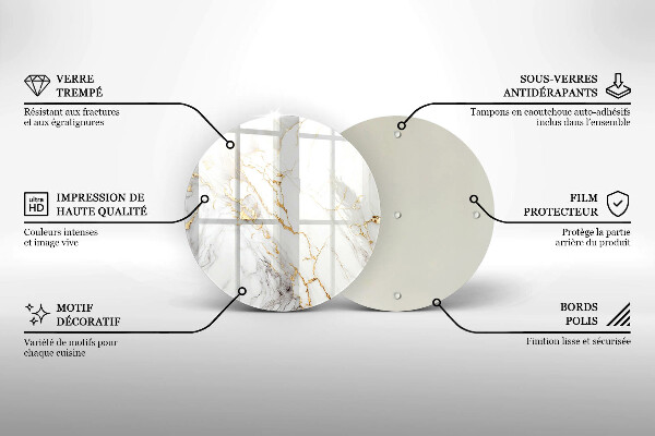 Chopping board Light marble with gold