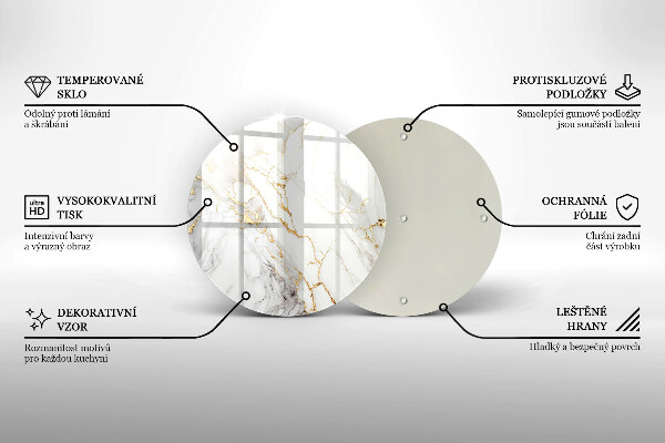 Chopping board Light marble with gold