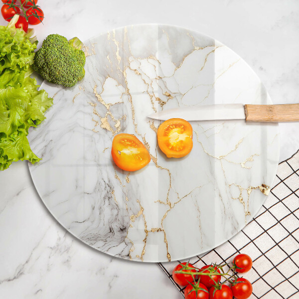 Chopping board Light marble with gold