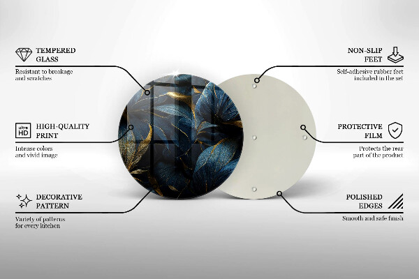 Chopping board Decorative leaves with gold