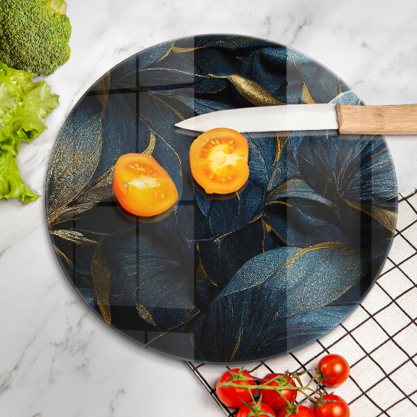 Chopping board Decorative leaves with gold