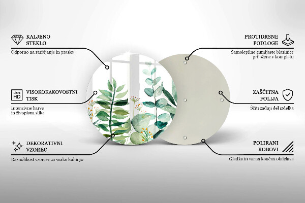 Glass cutting board Plant leaves illustration