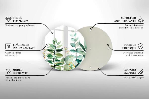 Glass cutting board Plant leaves illustration