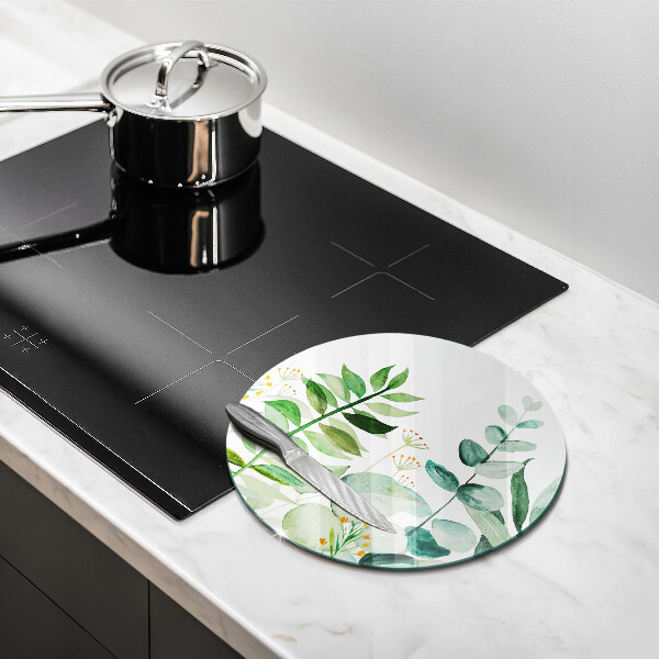 Glass cutting board Plant leaves illustration