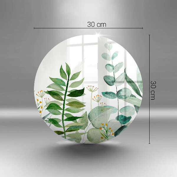 Glass cutting board Plant leaves illustration
