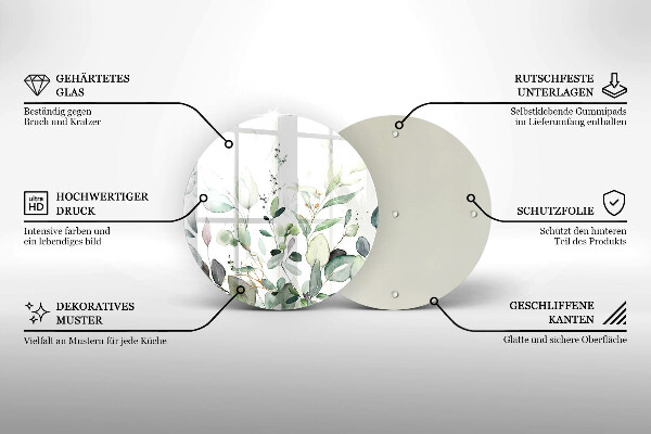 Glass cutting board Watercolor plants