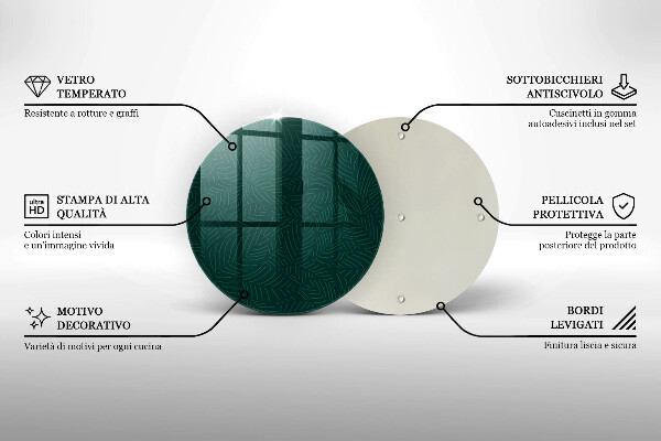 Glass cutting board Minimalist leaves