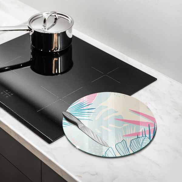 Glass cutting board Pastel leaves