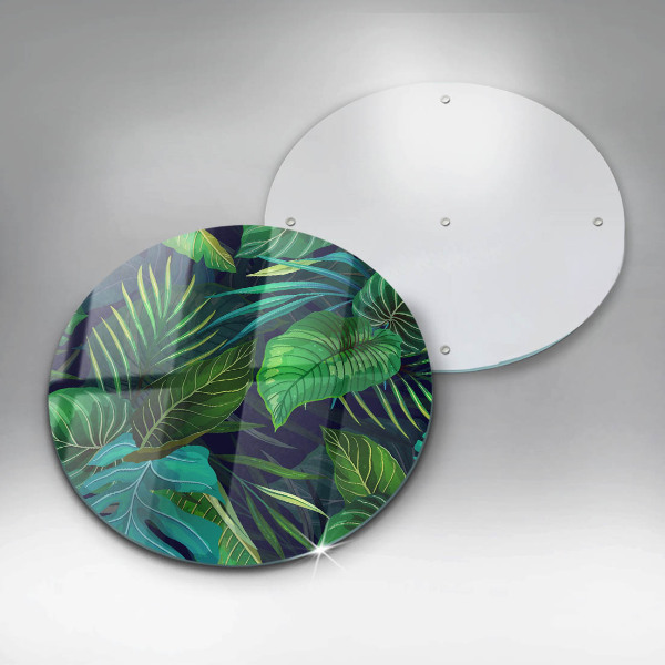 Glass cutting board Illustration of the jungle leaves