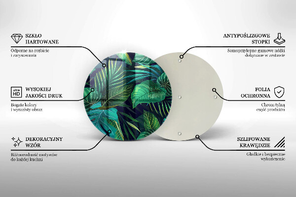 Glass cutting board Illustration of the jungle leaves