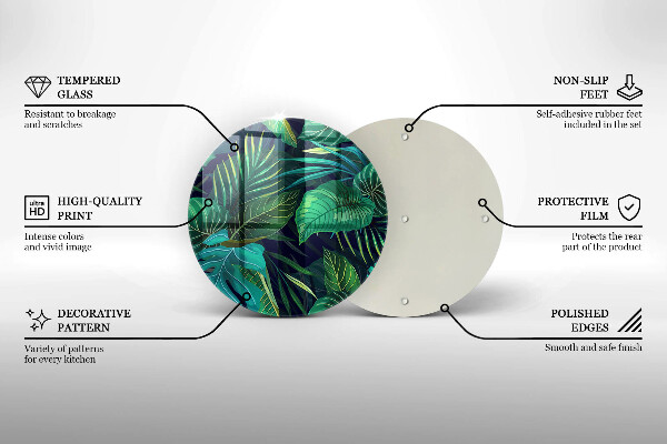 Glass cutting board Illustration of the jungle leaves