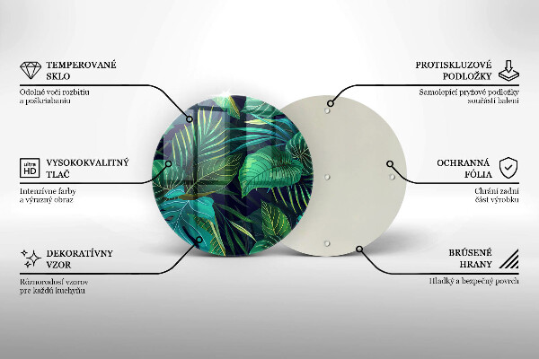 Glass cutting board Illustration of the jungle leaves