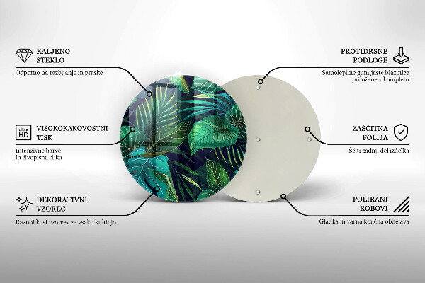 Glass cutting board Illustration of the jungle leaves