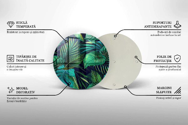 Glass cutting board Illustration of the jungle leaves