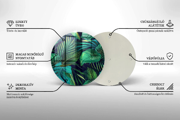 Glass cutting board Illustration of the jungle leaves