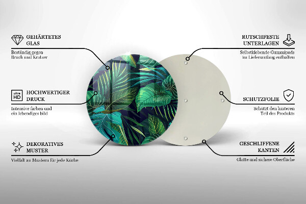 Glass cutting board Illustration of the jungle leaves