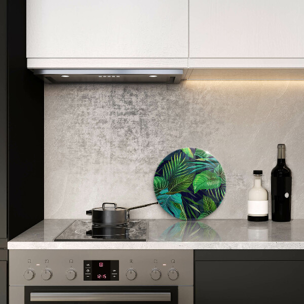 Glass cutting board Illustration of the jungle leaves