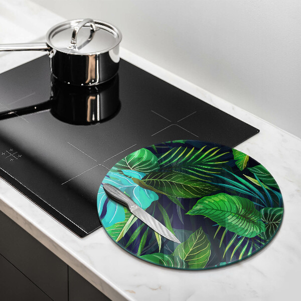 Glass cutting board Illustration of the jungle leaves